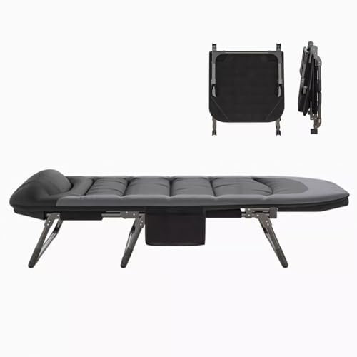Klappbett Camping mit Matratze Tragfähigkeit 200kg Leichtes Feldbett Klappbar 6-Fach Verstellbare Rückenlehne, für Büros, Gästezimmer und Camping