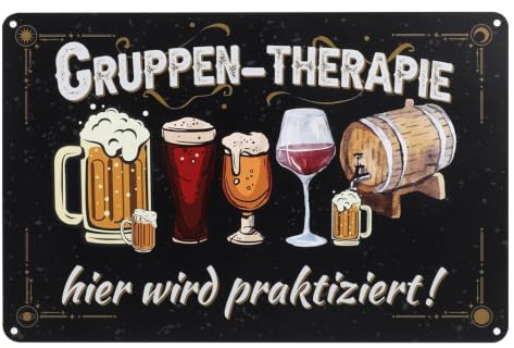Bar Blechschild Mit SprüChen Gruppen-Therapie hier wird praktiziert | 20x30cm Retro,Lustige Metall Schilder für Haus Café-Bar Club