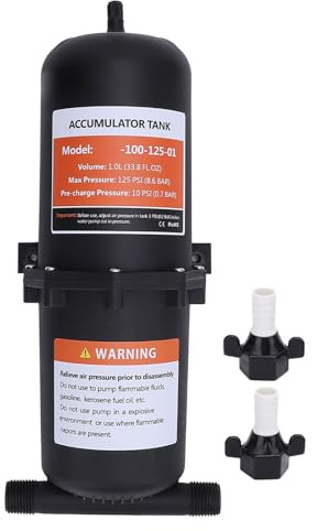 Jiawu Tanque Acumulador de 1 Litro, Tanque Acumulador Prepresurizado para Vehículos Recreativos, Barcos, Remolques de Viaje, Caravanas, Puerto 1/2 MNPT, Máximo 125 PSI