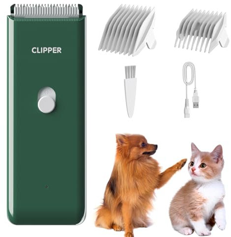 Profi Haarschneidemaschine für Hund Katze, Leise Hundeschermaschine mit Keramische Klinge, Elektrische Tierhaarschneidemaschine, IPX7 Wasserdicht (Grün)