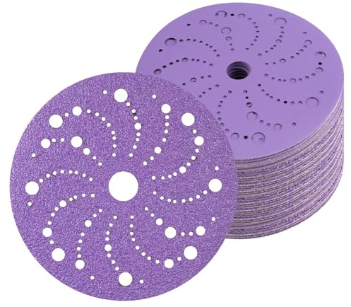 Lot de 25 disques abrasifs 150mm Grain 800 Disque abrasif en céramique Crochet et boucle Ponceuse orbitale Multi-trous Durabilité et efficacité Disque de Ponçage propres pour bois, métal, plastique
