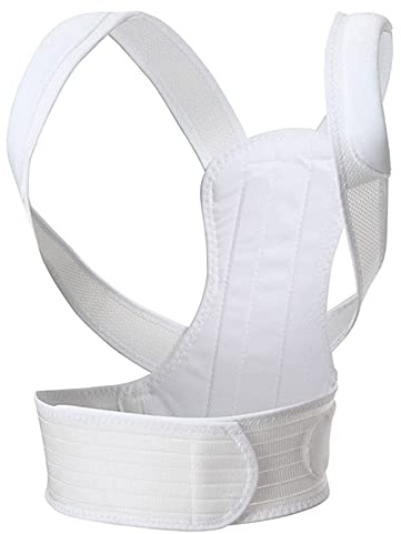 PUFAHAU Correcteur de Posture Ceinture correctrice du Dos Sangles réglables pour la Colonne vertébrale Bandage de Soutien Corset d'épaule pour Le Dos pour soulager Les douleurs d(White-XL)