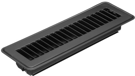 PATIKIL 10 X 2 Pulgadas Rejilla de Suelo, 1 Pieza Cubierta de Ventilación de Aire Resistente de Acero Ajustable Decorativa Rejillas de Suelo Fáciles de Ajustar, Negro