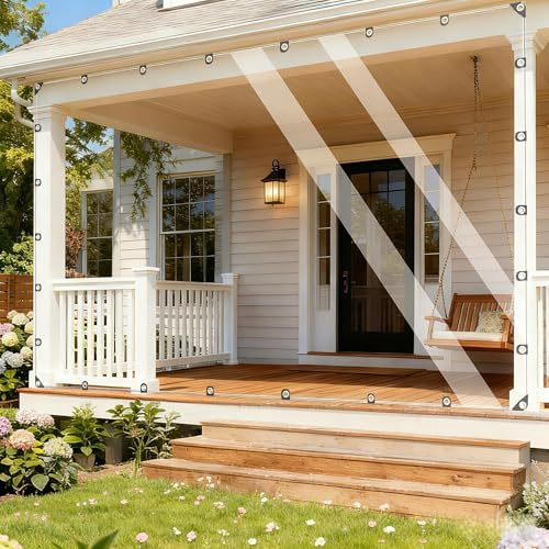 Telone trasparente impermeabile con occhielli, telo multiuso in PVC trasparente, resistente, impermeabile, resistente agli strappi, impermeabile, impermeabile, impermeabile (1.2X2M)
