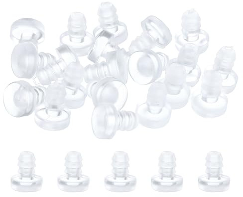 sourcing map Glass Top Table Bumpers with Stem, 30Pcs Long Plastic Grippers Anti Slip Pads for 5mm Hole, Furniture Pads Foot End Caps Covers Protectors for Chair, Cupboard (Clear)