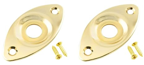 Gitarren-Klinkenplatte, Ausgangsbuchsen-Abdeckplatte, gebogen, ovale Klinkenplatte, Gitarrenzubehör, E-Gitarre, Bass, Klinkenbuchse für E-Gitarre, Ersatzteil, Gold-A, 2 Stück