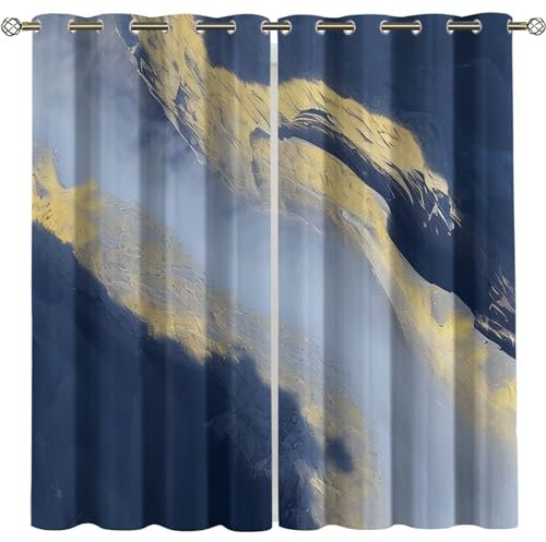 KBDQGX Kinder Gardinen Kinderzimmer Junge Mädchen Blickdicht Blau Weiß Rauch Kunst 234X230Cm 2Er Set Verdunkelungsvorhang Thermovorhang Hitzeschutz Vorhänge Wohnzimmer Schlafzimmer Vorhänge Mit Ösen