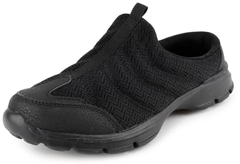 TIESTRA Femmes Clogs Sabots Mules Chaussures avec Dessus en Maille et Semelle Intérieure Souple Jardin D'été Respirant Pantoufles Antidérapantes Sandales Noir