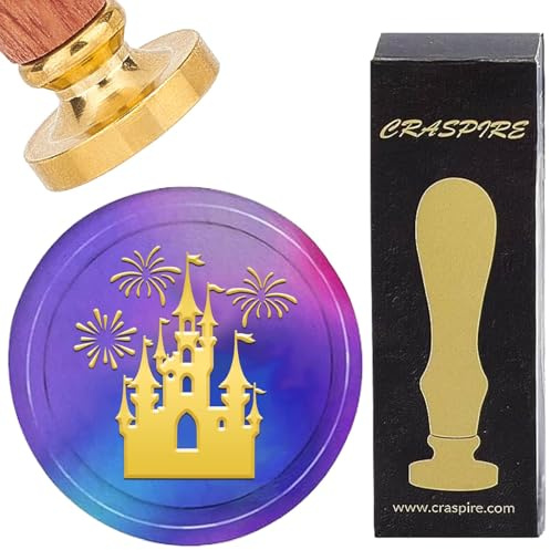 craspire Wachssiegelstempel Schloss 1,2 Zoll Vintage Siegelstempel Geprägt Abnehmbarer Messingkopf Mit Holzgriff Für Umschläge Briefkarten Hochzeitseinladungen