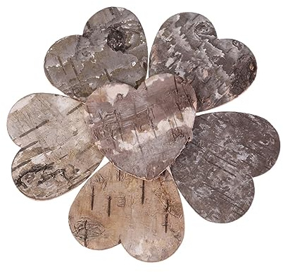 OSALADI 160pcs Birch Bark Heart Shaped Wood Chips for Birthday Card Rustic Decoration DIY Party Decor