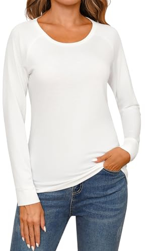 Camiseta Básica Mujer Manga Larga Camiseta Cuello Alto Algodón Cálida y Elástica Top Básico Interior Termica Casual Elástico