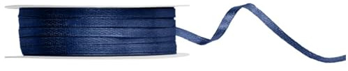 Satinband Dunkelblau 3mm x 50m – feines Schleifenband | Dekoband & Bastelband Marineblau / Navy – Für DIY, Geschenkverpackung, Floristik & Hochzeit, Reißfest, 50 Meter