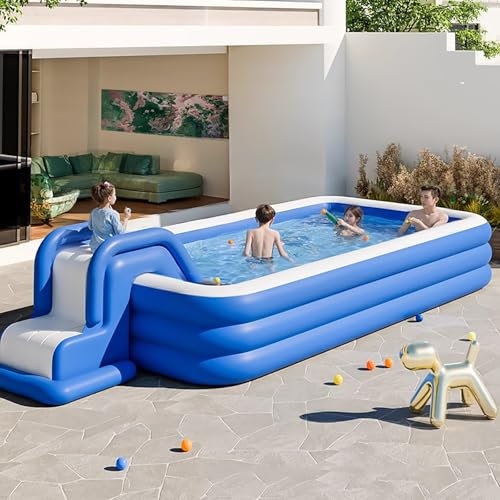 TGDGFKIAS Paddling Pool, Inflatable Pool With Slide for Kids and Adults - PVC - Multiple Sizes - Pack of 1(2.6m/8.5ft)