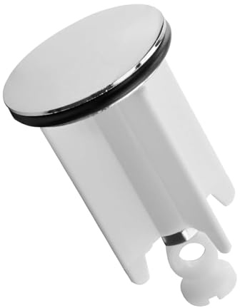 FUGLUS Universal Waschbeckenstöpsel 40mm Chrom Abflussstopfen,Einstellbare Gummi Stöpsel Waschbecken,Aus Messing,Geeignet für Alle Handelsüblichen Waschbecken und Bidets,Rostfrei & Dicht,Weiß