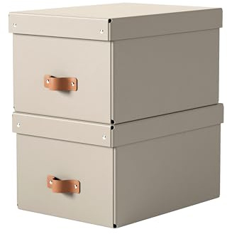 Leitz Puro Förvaringslåda Med Lock, Hållbar, 17 Liter, Stapelbar, För Hemmet och Kontoret, 27 x 37 x 20 cm, Beige, 2-pack