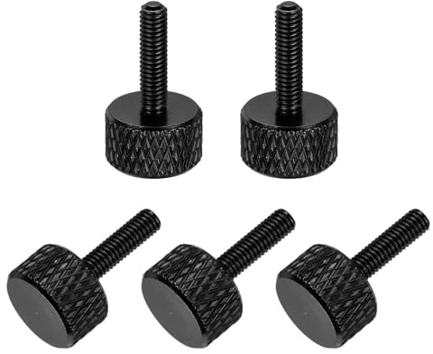 QUARKZMAN 5 Stk Aluminium Rändelschrauben M3x12mm Handschraube Schwarz | Flache Rändelschraube mit Vollgewinde, Eloxierte Handschrauben für PC-Gehäuse, Grafikkarte, Mechanische, Elektronische Geräte