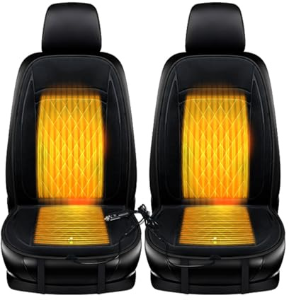 Scalda Sedile Auto, 12v/24v, 3 Livelli di Controllo Intelligente Coprisedile per Auto Riscaldato Compatibile con Airbag Laterale,black-Driver+Passenger