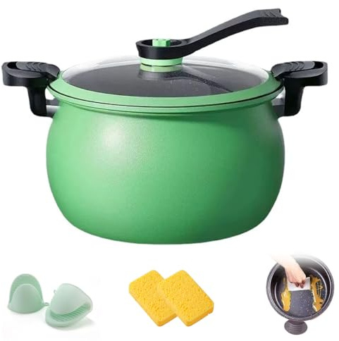 Olla a presión antiadherente multifuncional de gran capacidad, olla a presión de 8 cuartos de galón, olla a presión para microondas con mango antiquemaduras y tapa de vidrio visual para comidas