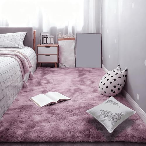 MEILIPA Hochflor Teppich 120 x 280 cm Flauschige Teppiche Schlafzimmer Super Soft Fürs Flur,Küche, Wohnzimmer, Schlafzimmer, Pink Lila