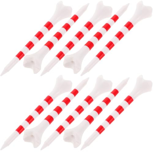 TOYZFRIENDY 20 Stück Golf Tees Kunststoff 70mm Rot mit Streifendruck Golfballhalter für Training Wettkampf