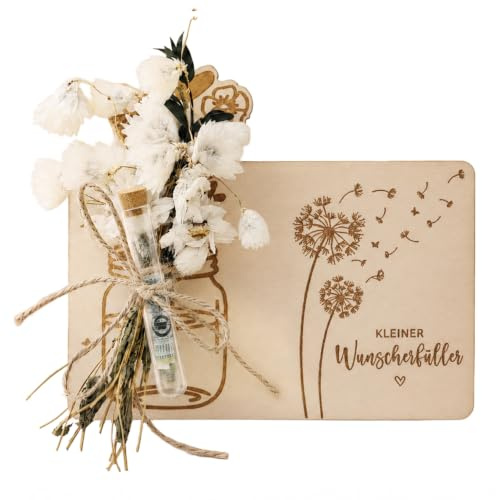 Wunscherfüller Geldgeschenk,Kleiner Wunscherfüller,Geldgeschenke Verpacken | Wunscherfüller Geldgeschenk Verpackung aus Holz mitTrockenblumen Reagenzgläsern,Wunscherfüller Hochzeit,Kleine Wunscherfüller