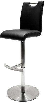 Robas Lund Barstuhl Schwarz 360°drehbar mit Kunstlederbezug, belastbar bis 120 kg