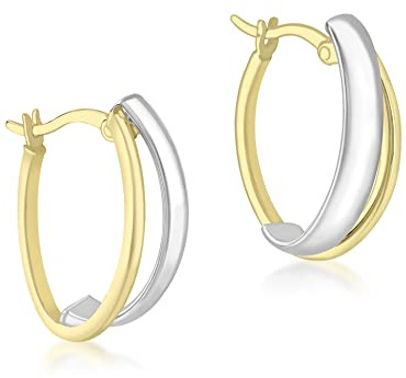 CARISSIMA Damen-Creolen Carissima 9ct 2 Colour Fancy Polished Hoop Earrings 375 Bicolor - 2.51.1502
