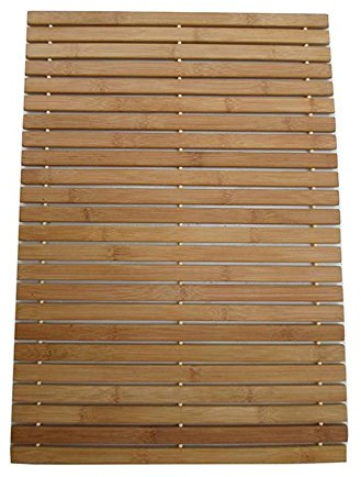 Faltbare Bambus Schritt Spa Mat Indoor/Outdoor Bad, Dusche und Bodenmatte Rutschfeste Unterseite Wasserdicht Vented Design HomeToilet Badezimmer Spa Sauna Mat（60*40cm）