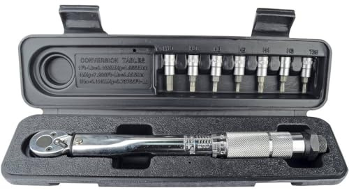 Mannesmann Brüder Drehmomentschlüssel 8-tlg., 1/4 5–25 Nm, Chrom-Vanadium, TÜV-geprüft, präzise einstellbar, ideal für Kfz, Fahrrad und Werkstatt, mit 7 Bits | M18314
