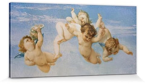 1art1 Alexandre Cabanel Poster Kleine Engel, Die Geburt Der Venus, 1863, Detail Bilder Leinwand-Bild Auf Keilrahmen | XXL-Wandbild Poster Kunstdruck Als Leinwandbild 120x60 cm