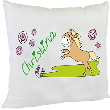 Kilala Namenskissen Pferd Kissen mit Wunschname - Tolle Geschenkidee zur Geburt, Taufe oder Geburtstag Kuschelkissen