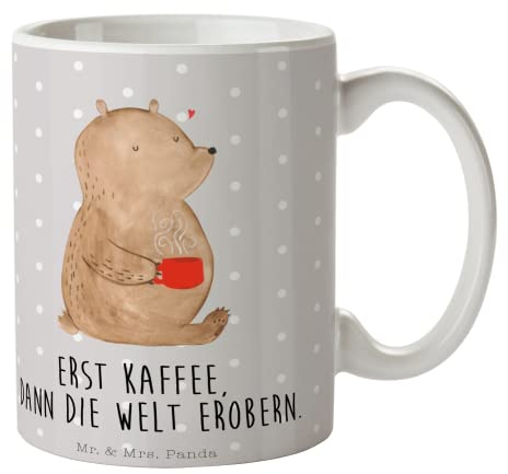 Mr. & Mrs. Panda Tasse Bär Kaffee - Geschenk, Bedruckte, Teddy, Morgenroutine, Kaffeetasse, Coffee, Henkelbecher, Guten Morgen, Trinkbecher, Motivation, Keramiktasse