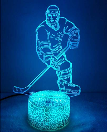 HPBN8 Ltd Kreative 3D Eishockey Nacht Licht Lampe USB Power 7 Farben Amazing Optical Illusion 3D LED Lampe Formen Kinder Schlafzimmer Geburtstag Weihnachten Geschenke