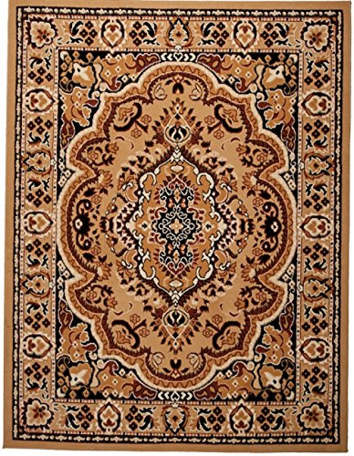 Carpeto Orientteppich Teppich Beige 300 x 400 cm Medaillon Muster Kurzflor Verona Kollektion