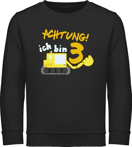 Shirtracer Sweatshirt Kinder Pullover für Jungen Mädchen - 3. Geburtstag - Ich Bin DREI Bagger - 116 (5/6 Jahre) - Schwarz - 3 Jahre Junge Lange arm geburtstagspullover 3.Geburtstag jetzt Pulli Zahl