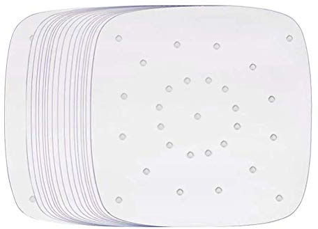 Leikance 100 Stück 21.6cm perforiertes Ofen-Backpapier, quadratisch, luftfritteusen-Papier, antihaftbeschichtet,