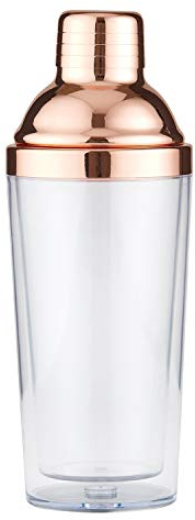 Santa Barbara Design Studio Sippin' Pretty - Coctelera de plástico con colador de acero inoxidable, 8 pulgadas de alto, oro rosa