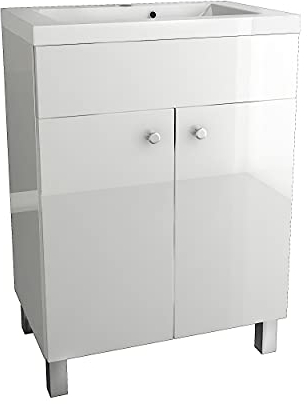 paplinskimoebel Waschbecken mit Unterschrank 60 cm Breit | Badezimmerschrank IGA Sink | Badmöbel Set für Badezimmer & Gäste-WC | Waschtisch mit Unterschrank Stehend | Waschbeckenunterschrank Weiß