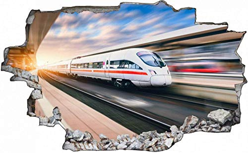 3D Wandtattoo Abfahrtsgleis des Zugs fotografieren Bild selbstklebend Wandbild sticker Wohnzimmer Wand Aufkleber, Wandbild Größe 56X81cm