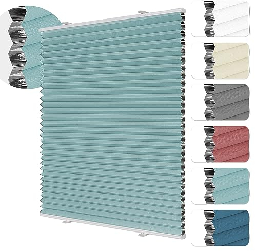 HOMEDEMO Wabenplissee Plissee ohne Bohren Klemmfix Verdunklung Thermo Zweifarbig Tintenblau 90 x 130cm(BxH) Faltrollo 100% Blickdicht, Sonnenschutz & Schallschutz Plisseerollo für Fenster & Tür