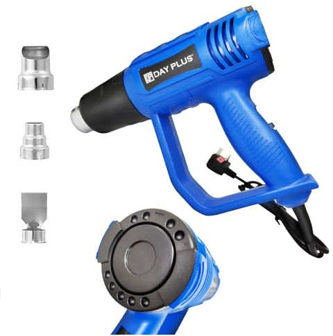 Heat Gun Electric, 2000W Hot Air Gun Dual-Temperature Settings, 300℃ & 600℃, 3 Nozzles for DIY, Stripping Paint, Shrinking PVC, BBQ, Home Improvement, Red