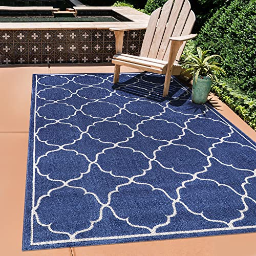 SANAT Outdoor Teppich Wetterfest - Teppich für den Innen- und Außenbereich - Balkon Teppich Wasserabweisend - Teppiche für Terrasse, Garten, Küche, Bad oder Wohnzimmer - Blau, 200 x 290 cm