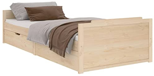 vidaXL Estructura de Cama con Cajones Somier Dormitorio Base Habitación Muebles Mobiliario Hogar Cuarto Descanso Madera Maciza de Pino 90x200 cm