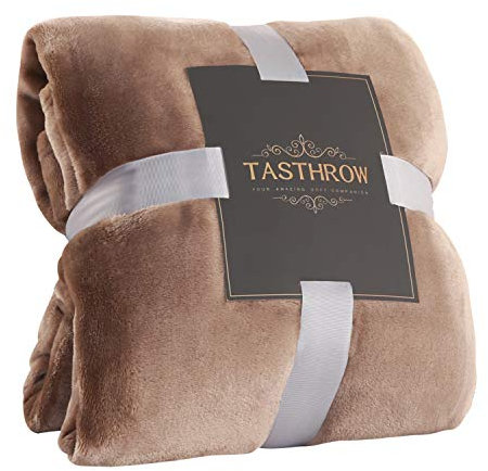 TASTHROW Kuscheldecke, Weiche Fleecedecke Sofaüberwurf, Weich und Warm Tagesdecke Wohnzimmerdecke Couchdecke (Leichter Kaffee, 130x180cm)