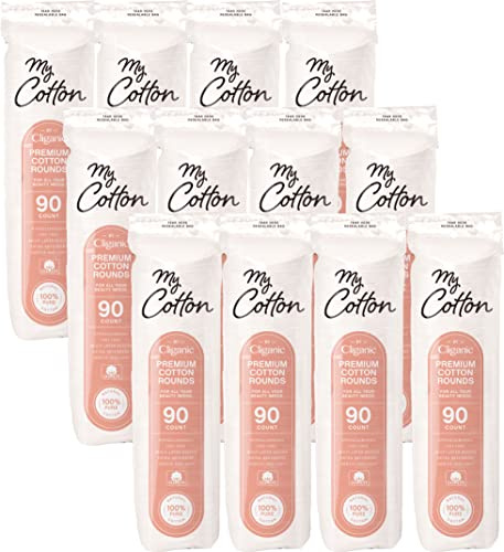 My Cotton Premium Cotton Rounds Bulk (1080 Count) | Makeup Remover Pads, Hypoallergenic, Lint-Free | 100% Pure