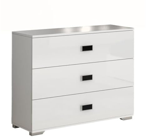 AltoBuy CADIRY - Commode 3 Tiroirs Laquée Blanche