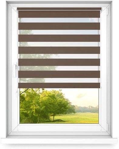 Time4Blinds Tag und Nacht Doppelrollo Mini - Fensterrollo Tag und Nacht - Rollo ohne Bohren - Sonnenschutz - Rollos für Schlafzimmer - Jalousien für Fenster - 120 x 140 cm - Walnuss - Rechts