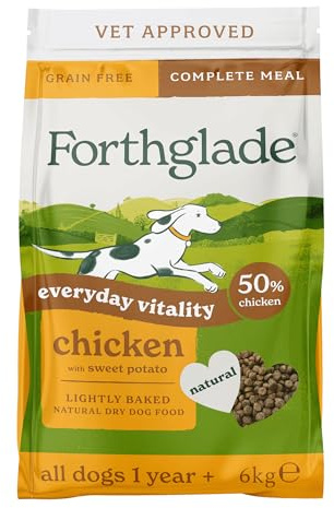 Forthglade Dry Dog Food, Lightly Baked, (6kg), Hypoallergenic and Grain Free Dog Food, Adult 1 Year +, Chicken With Sweet Potato, Complete and Balanced Meal, 50% Single Source Protein