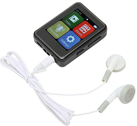 Lecteur MP3, Lecteur MP4 avec Bluetooth 5.0, écran Tactile Complet de 1,8, Lecteur de Musique Portable avec Haut-Parleur, qualité Sonore HiFi, Livre électronique, Radio (Noir)