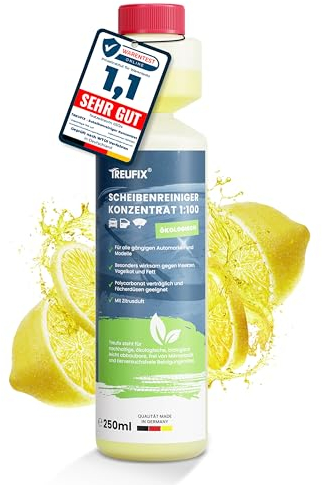 Treufix Scheibenwischwasser Konzentrat 250ml Premium Scheibenreiniger Auto für alle Scheibenwaschanlagen & Scheinwerfer-Reinigungsanlagen für maximale Sicht und Sicherheit I Made in DE